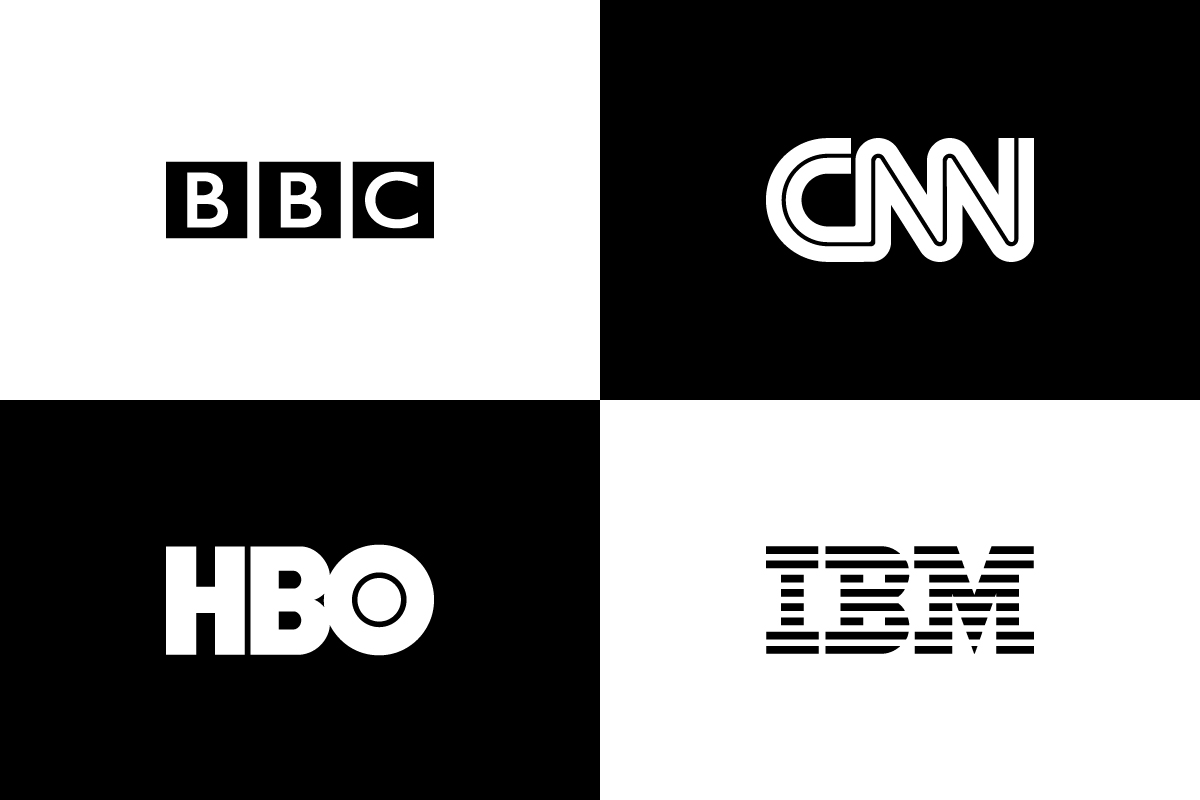 bbc-cnn-hbo-ibm lettermark logos in black