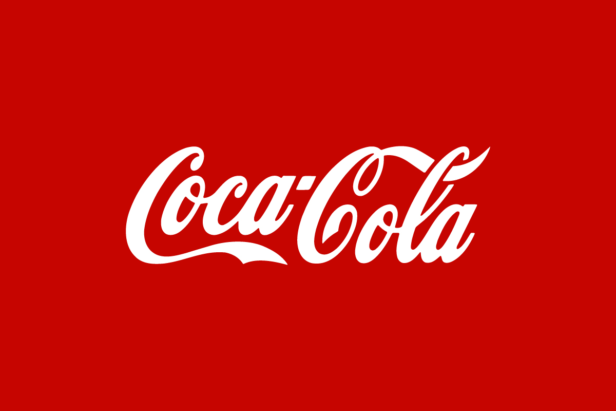 coca cola wordmark logo on red background